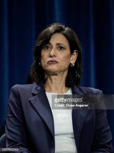 Director Rochelle Walensky attends a news conference at HHS headquarters March 9, 2023 in Washington, DC. Secretary of the Department of Health and...