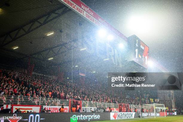 Fans during the match between 1 FC Union Berlin and St. Gilloise at Gilloise on March on March 9, 2023 in Berlin, Germany.