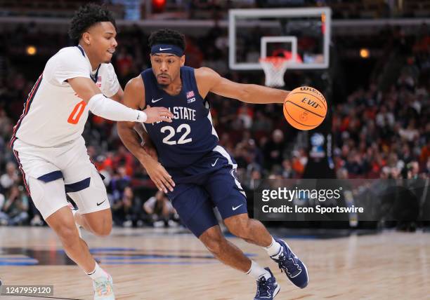 Illinois Fighting Illini guard Terrence Shannon Jr. Guards Penn State Nittany Lions guard Jalen Pickett during the first half of the second round of...