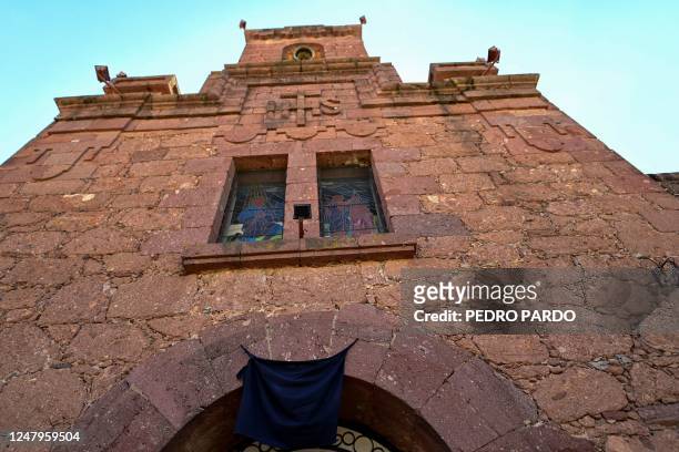 View of the façade of the Parish of San Francisco Javier, in Cerocahui, in the Tarahumara mountains of the state of Chihuahua, Mexico, on March 6,...