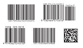 Bar code icon. Set of Modern Flat Barcode.  Can be use as a template for Products. Mockup. Vector.