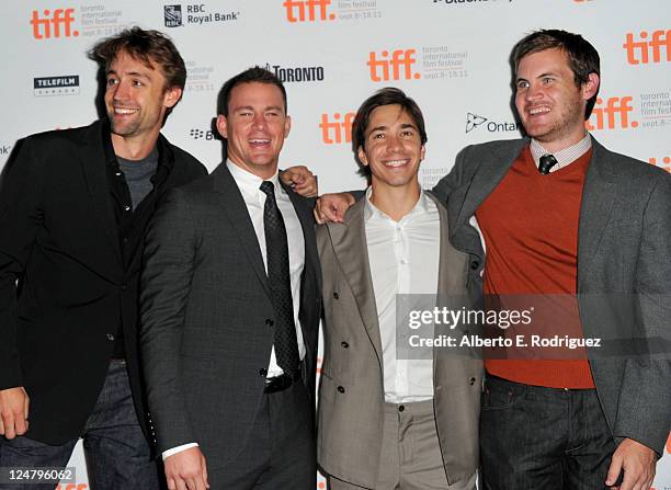 Producer Reid Carolyn, actors Channing Tatum, Justin Long and Filmmaker Jamie Linden attend "Ten Year" Premiere at Ryerson Theatre during the 2011...