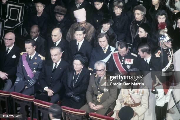 Funeral of French President Charles de Gaulle in Notre Dame Cathedral attended by, among others, Mohamed Reza, Juliana of Holland, Prince Rainier of...