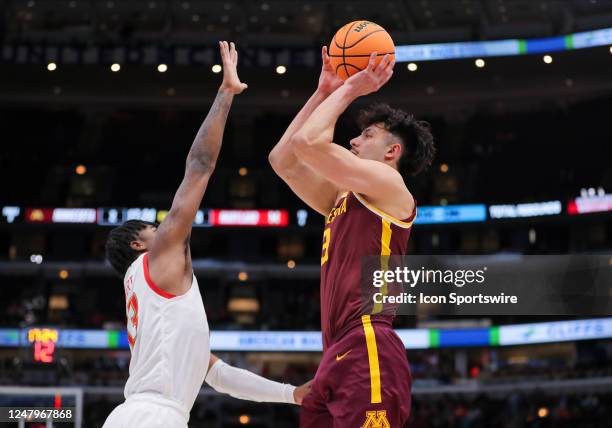 Minnesota Golden Gophers forward Dawson Garcia shoots the ball during the first half of the second round of the Big Ten Conference Men's Basketball...