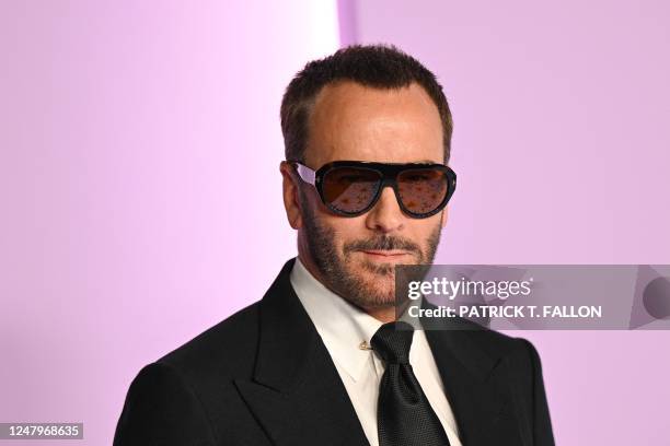 Fashion designer Tom Ford arrives for the Green Carpet Fashion Awards at the NeueHouse Hollywood, in Los Angeles, California, on March 9, 2023.