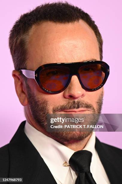 Fashion designer Tom Ford arrives for the Green Carpet Fashion Awards at the NeueHouse Hollywood, in Los Angeles, California, on March 9, 2023.