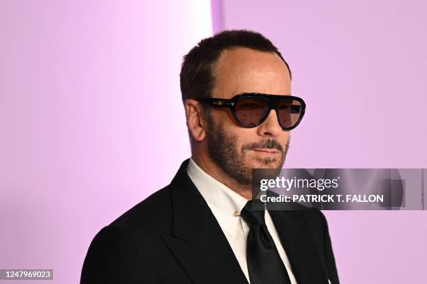 Fashion designer Tom Ford arrives for the Green Carpet Fashion Awards at the NeueHouse Hollywood, in Los Angeles, California, on March 9, 2023.