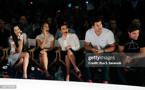 Kendall Jenner, Kourtney Kardashian, Kim Kardashian, Kris Humphries, and Brody Jenner attend the Abbey Dawn by Avril Lavigne Spring 2012 fashion show...