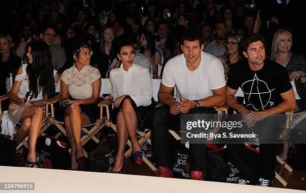 Kendall Jenner, Kourtney Kardashian, Kim Kardashian, Kris Humphries, and Brody Jenner attend the Abbey Dawn by Avril Lavigne Spring 2012 fashion show...