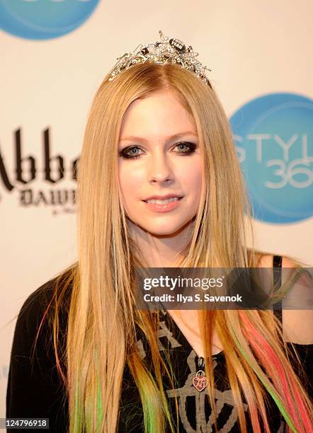 Singer Avril Lavigne attends the Abbey Dawn by Avril Lavigne Spring 2012 fashion show during Style360 at the Metropolitan Pavilion on September 12,...