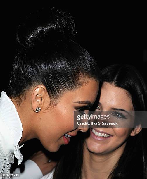 Kim Kardashian, and Kendall Jenner attend the Abbey Dawn by Avril Lavigne Spring 2012 fashion show during Style360 at the Metropolitan Pavilion on...