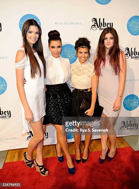 Kendall Jenner, Kim Kardashian, Kourtney Kardashian, and Kylie Jenner attend the Abbey Dawn by Avril Lavigne Spring 2012 fashion show during Style360...