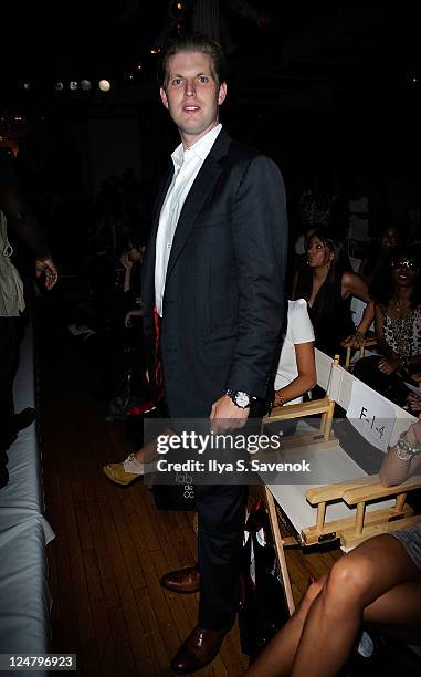 Eric Trump attends the Abbey Dawn by Avril Lavigne Spring 2012 fashion show during Style360 at the Metropolitan Pavilion on September 12, 2011 in New...