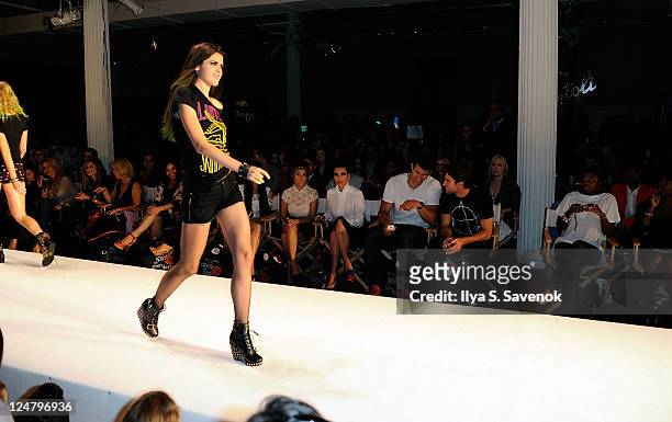 Kylie Jenner walks the runway at the Abbey Dawn by Avril Lavigne Spring 2012 fashion show during Style360 at the Metropolitan Pavilion on September...