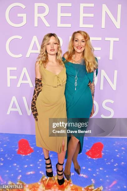 Georgia May Jagger and Jerry Hall attend the Green Carpet Fashion Awards 2023 at NeueHouse Hollywood on March 9, 2023 in Hollywood, California.