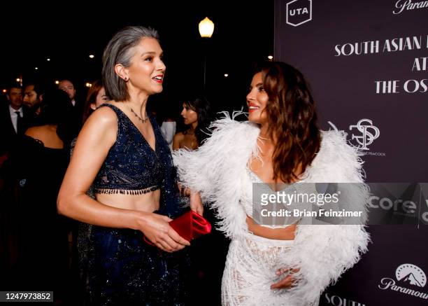 Radhika Jones and Priyanka Chopra Jonas at the South Asian Excellence at the Oscars held at the Paramount Studio Lot on March 9, 2023 in Los Angeles,...