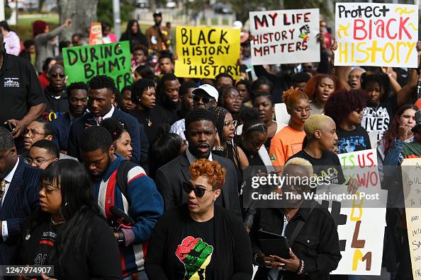 Demonstrators protest Florida Governor Ron DeSantis plan to prevent A.P. course on African American studies In Tallahassee Demonstrators protest Florida Governor Ron DeSantis plan to prevent A.P. course on African American studies In Tallahassee