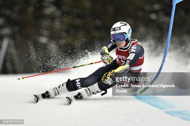 Ragnhild Mowinckel of Team Norway in action during the Audi FIS Alpine Ski World Cup Women's Giant Slalom on March 10, 2023 in Are, Sweden.