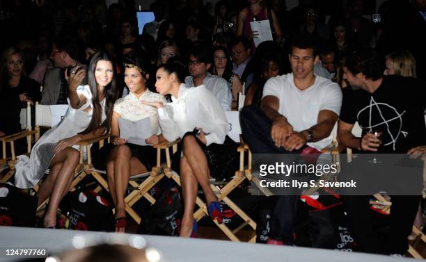 Kendall Jenner, Kourtney Kardashian, Kim Kardashian, Kris Humphries, and Brody Jenner attend the Abbey Dawn by Avril Lavigne Spring 2012 fashion show...