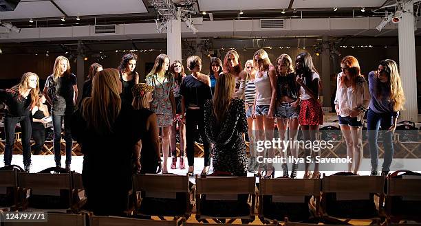 Models at the Abbey Dawn by Avril Lavigne Spring 2012 fashion show during Style360 at the Metropolitan Pavilion on September 12, 2011 in New York...