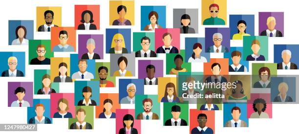 vector illustration of an abstract scheme, which contains people icons. - multiracial group stock illustrations