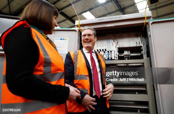 Labour leader Keir Starmer, and Shadow Chancellor Rachel Reeves meet staff at a Siemens factory specialising in Railway infrastructure, on March 10,...