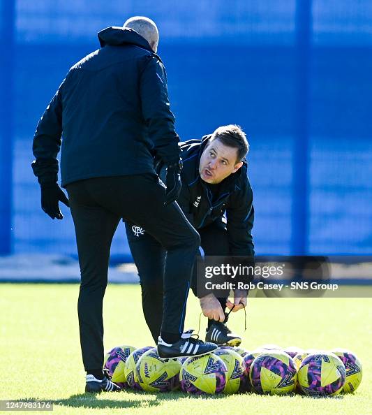Mick Beale Rangers Rangers manager Michael Beale during a Rangers training session at ...