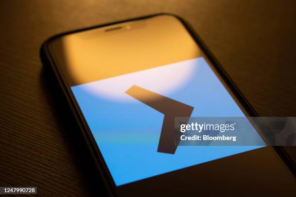 The Silicon Valley Bank logo on a smartphone arranged in Riga, Latvia, on Friday, March 10, 2023. Panic spread across the startup world as worries...