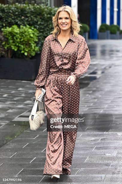 Charlotte Hawkins is seen arriving at Global Studios on March 10, 2023 in London, United Kingdom.