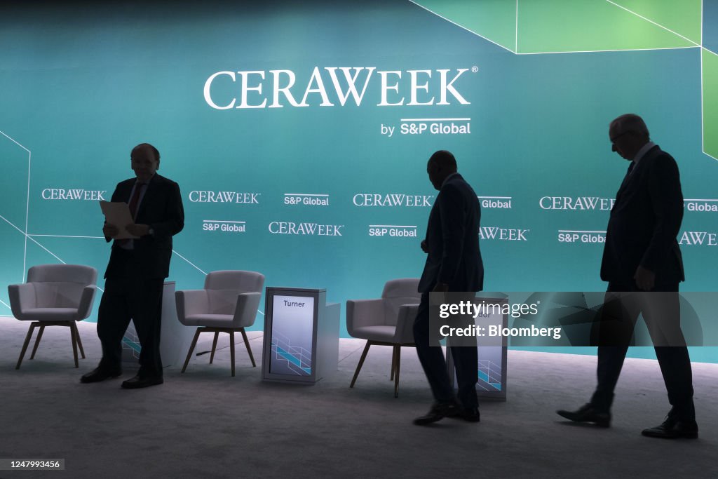 Interpass Ceraweek Speakers arrive on stage during the 2023 CERAWeek by S&P Global... News ...
