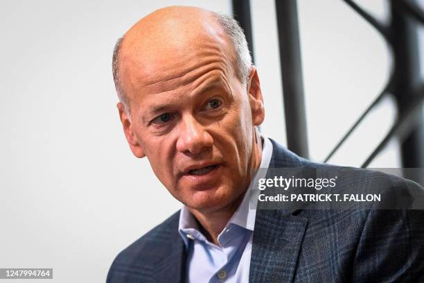 Greg Becker, President and CEO of Silicon Valley Bank , speaks during the Milken Institute Global Conference on May 3, 2022 in Beverly Hills,...