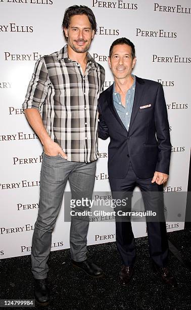 Actor Joe Manganiello and Perry Ellis Creative Director John Crocco attend the Perry Ellis Spring 2012 fashion show during Mercedes-Benz Fashion Week...