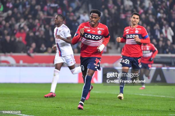 Jonathan DAVID of LOSC during the Ligue 1 Uber Eats match between Lille and Lyon at Stade Pierre Mauroy on March 10, 2023 in Lille, France.