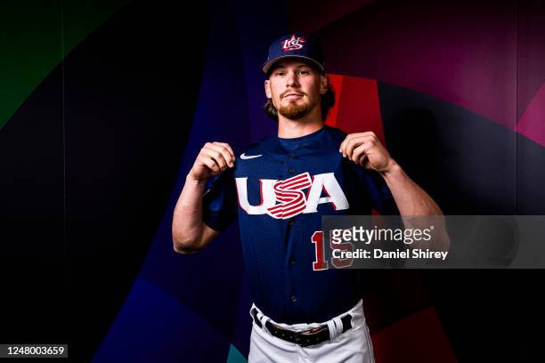 Bobby Witt Jr. #15 of Team USA poses during the 2023 WBC Workout