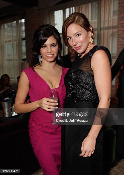 Actresses Jenna Dewan-Tatum and Lynn Collins attend the "Ten Year" dinner hosted by GREY GOOSE Vodka at Soho House Pop Up Club during the 2011...