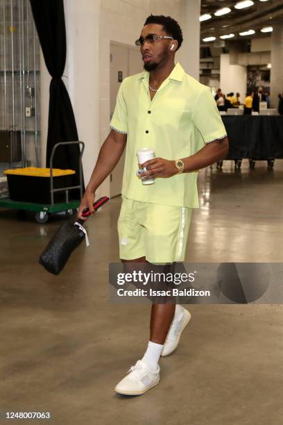 Donovan Mitchell of the Cleveland Cavaliers arrives to the arena prior to the game against the Miami Heat on March 10, 2023 at Miami-Dade Arena in...