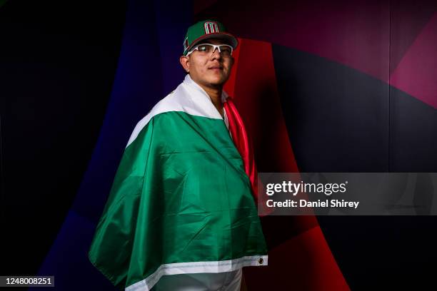 Julio Urías of Team Mexico poses during the 2023 WBC Workout Day Phoenix at Chase Field on Friday, March 10, 2023 in Phoenix, Arizona.