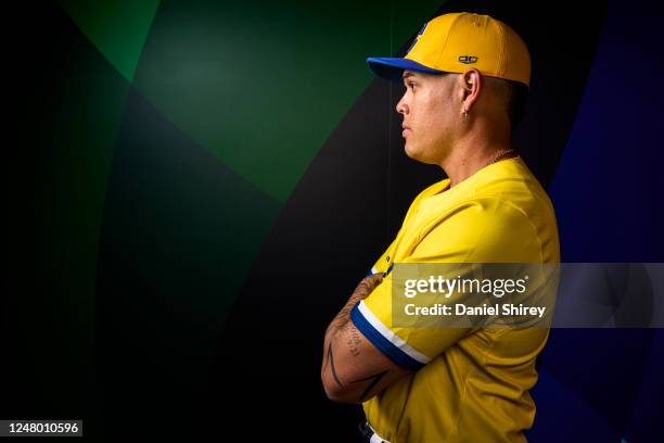 Giovanni Urshela of Team Colombia poses during the 2023 WBC Workout Day Phoenix at Chase Field on Friday, March 10, 2023 in Phoenix, Arizona.