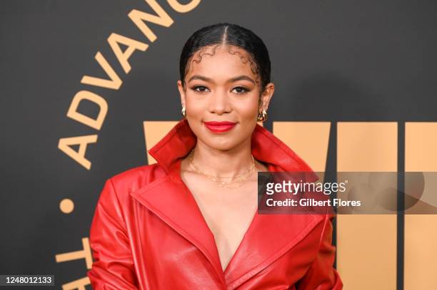 Jaz Sinclair at the 16th Annual WIF Oscar Party held at Neuehouse Hollywood on March 10, 2023 in Los Angeles, California.