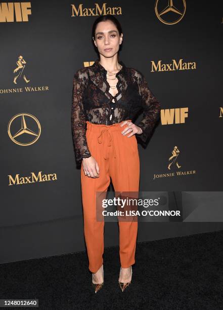 Italian actress Cristiana Dell'Anna arrives for the 16th annual Women in Film Oscar party at the NeueHouse Hollywood, in Hollywood, on March 10, 2023.