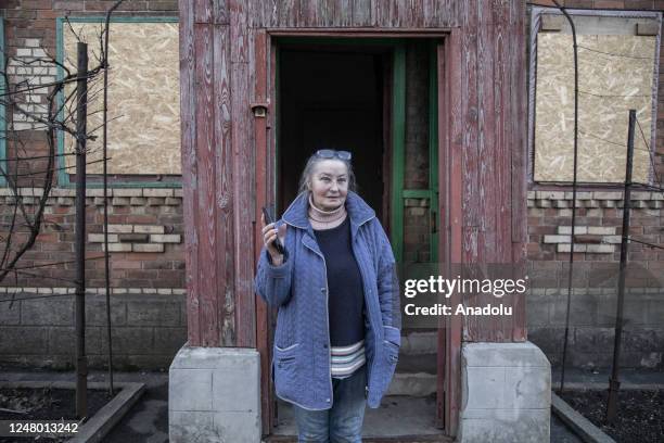 Tatiana Itivina, a retired professor at the University, is seen at home in Chasiv Yar frontline as fighting continues between Ukrainian forces and...