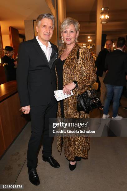 Singer Claudia Jung and her husband Hans Singer during the relaunch of the musical "Zeppelin" by Ralph Siegel at Festspielhaus Neuschwanstein on...