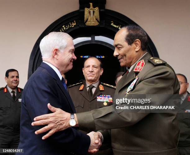 Defense Secretary Robert Gates meets with Field Marshal Hussein Tantawi, head of the Egyptian Armed Forces Supreme Council, in Cairo on March 24,...