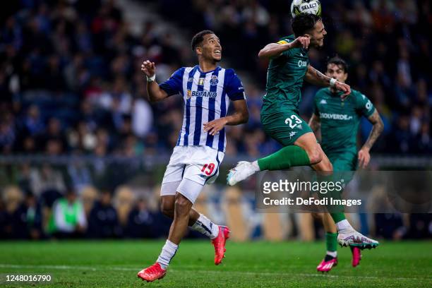 Danny Namaso of FC Porto and Pedro Alvaro of GD Estoril battle for the ball during the Liga Portugal Bwin match between FC Porto and GD Estoril at...