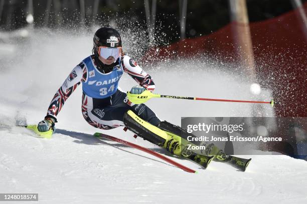 Charlie Guest of Team Great Britain in action during the Audi FIS Alpine Ski World Cup Women's Slalom on March 11, 2023 in Are, Sweden.