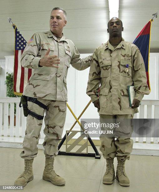 Brigadier General Mark Oneill , the assistant deputy commander for support of 3rd Infantry Division addresses after he awarded the medal of Purple...