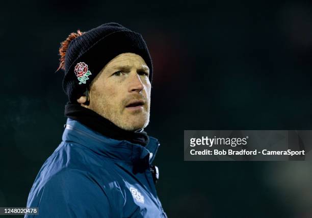 Englands' Forwards Coach Andy Titterrell during the U20 Six Nations Rugby match between England and France at Recreation Ground on March 10, 2023 in...