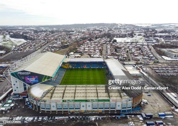 An aerial view of Elland Road, home of Leeds United during the Premier League match between Leeds United and Brighton & Hove Albion at Elland Road on...