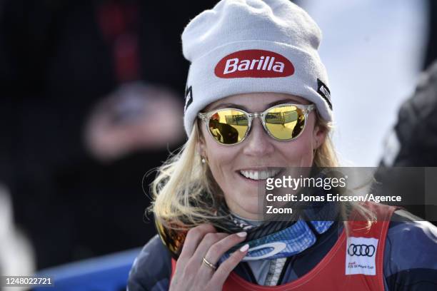 Mikaela Shiffrin of Team United States takes 1st place during the Audi FIS Alpine Ski World Cup Women's Slalom on March 11, 2023 in Are, Sweden.