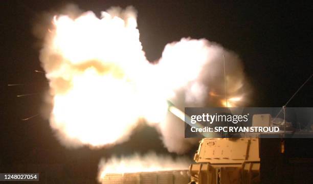 Picture released 16 August 2007 shows firing teams "Gunny" and "Storm" from the 2nd Battalion, 82nd Field Artillery Regiment, 3rd Brigade Combat...